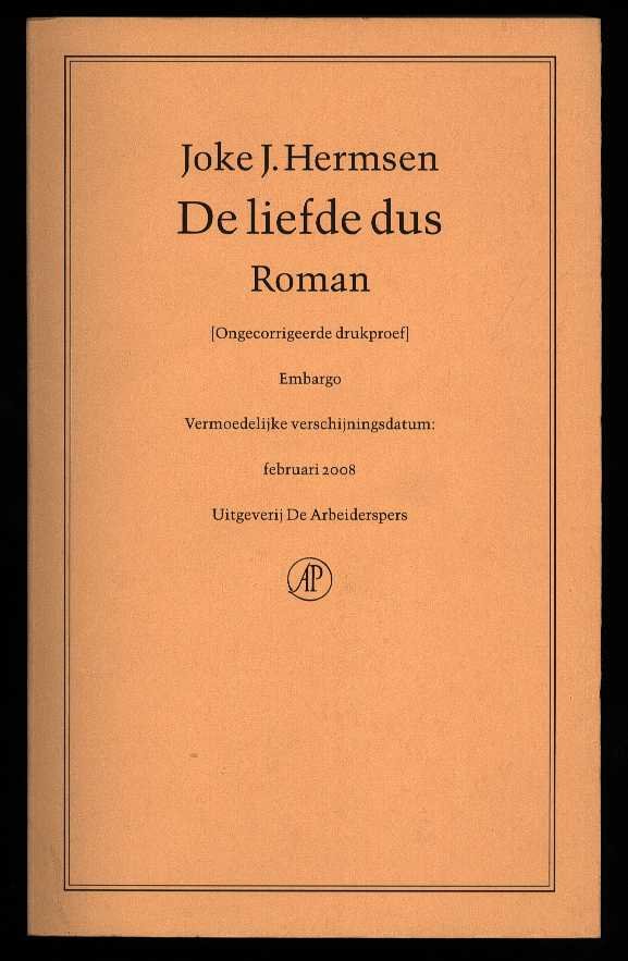 Hermsen, Joke J. - De liefde dus