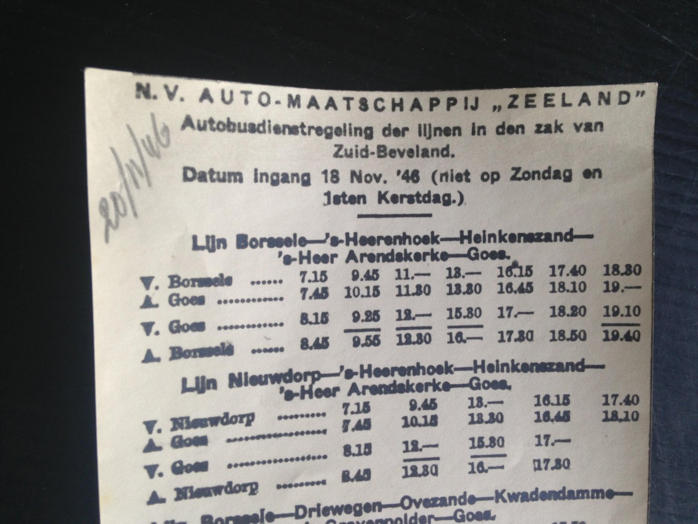  - Dienstregeling Autobusdienst Zuid-Beveland