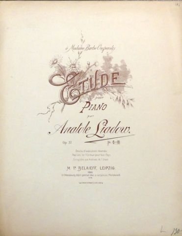 Liadow, Anatole: - Etude et Canzonetta pour piano. Op. 48