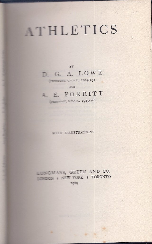 Lowe, D.G.A. and Porritt, A.E. - Athletics
