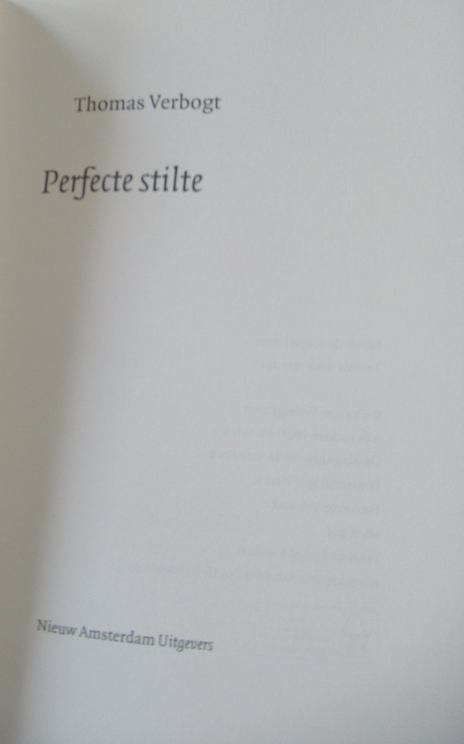 Verbogt, Thomas - Perfecte stilte