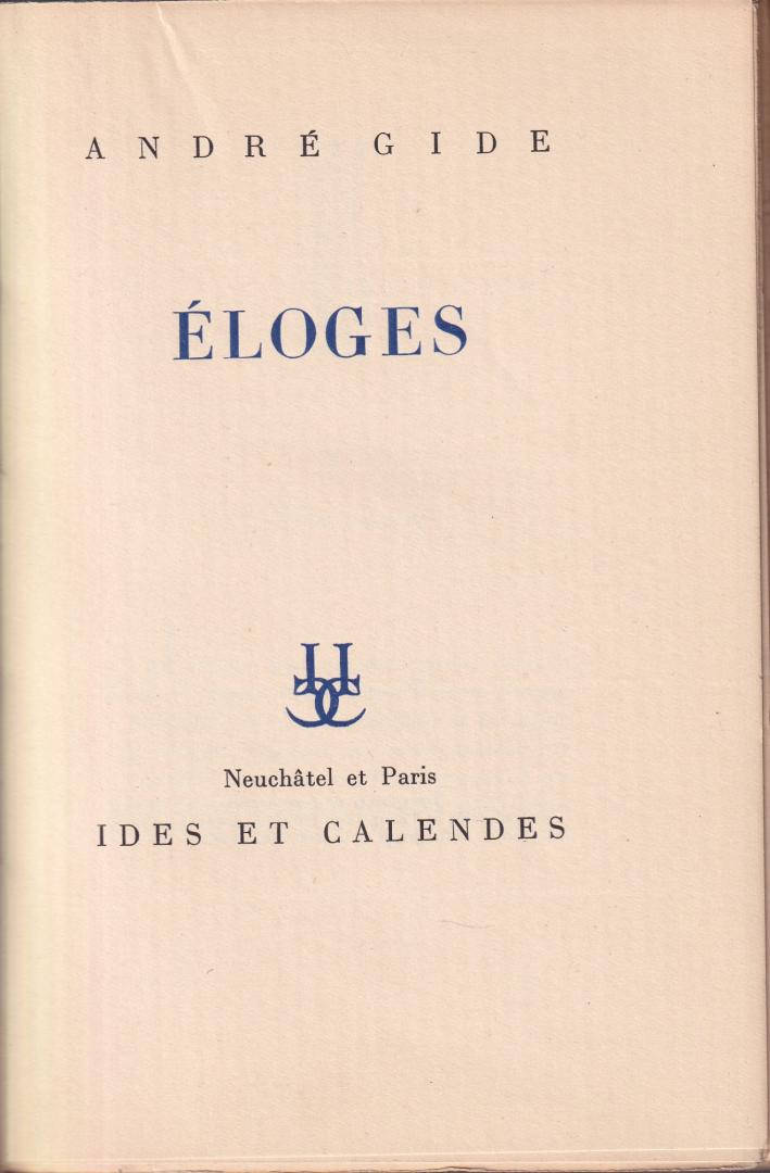 Gide, André - Éloges (ds 1357)