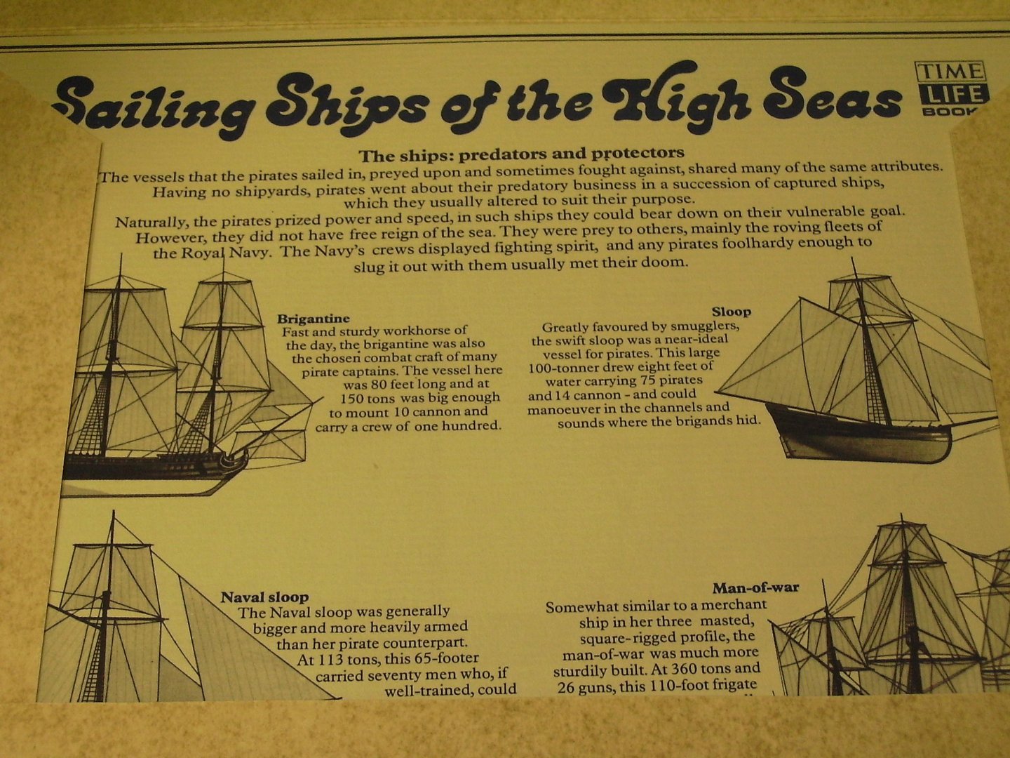 Time Life Books - Sailing Ships of the High Seas ( 4 platen A4 zeilschepen kleur)