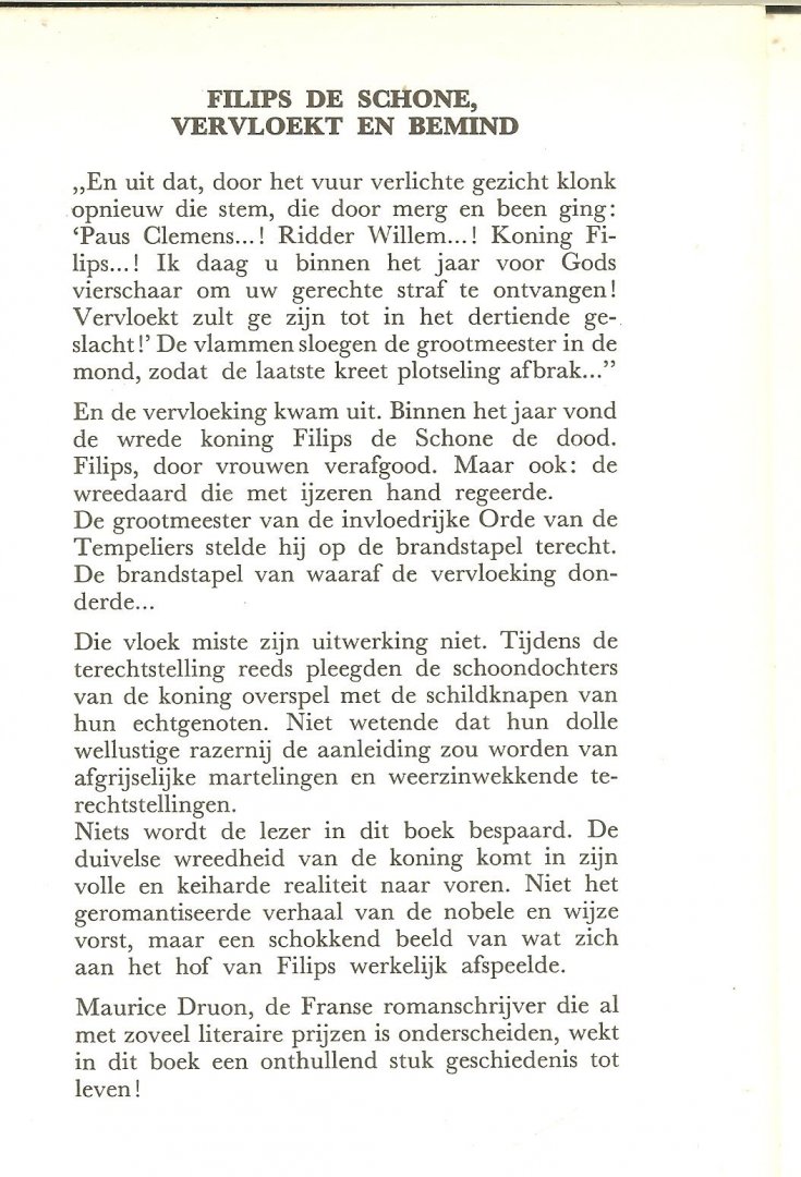 Druon, Maurice  Nederlandse vertaling J.F. Brouwer - Filips de Schone, vervloekt en bemind