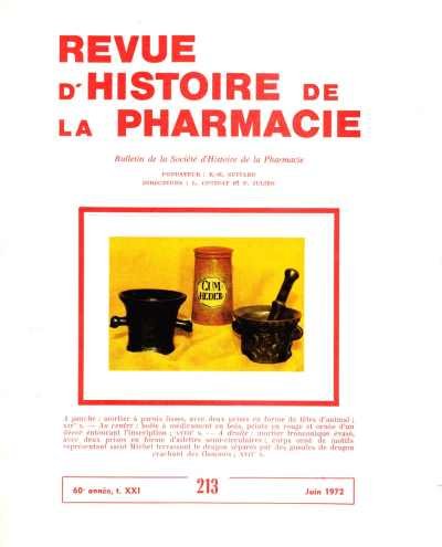 L.Cotinat & P. Julien - Revue d'Histoire de la Pharmacie 60e année, t. XXI 213 Juin 1972