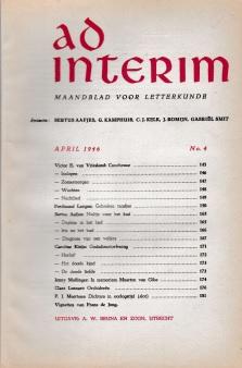 Aafjes Bertus e.a. (redactie) - Ad Interim. Maandblad voor letterkunde, April 1946, No. 4