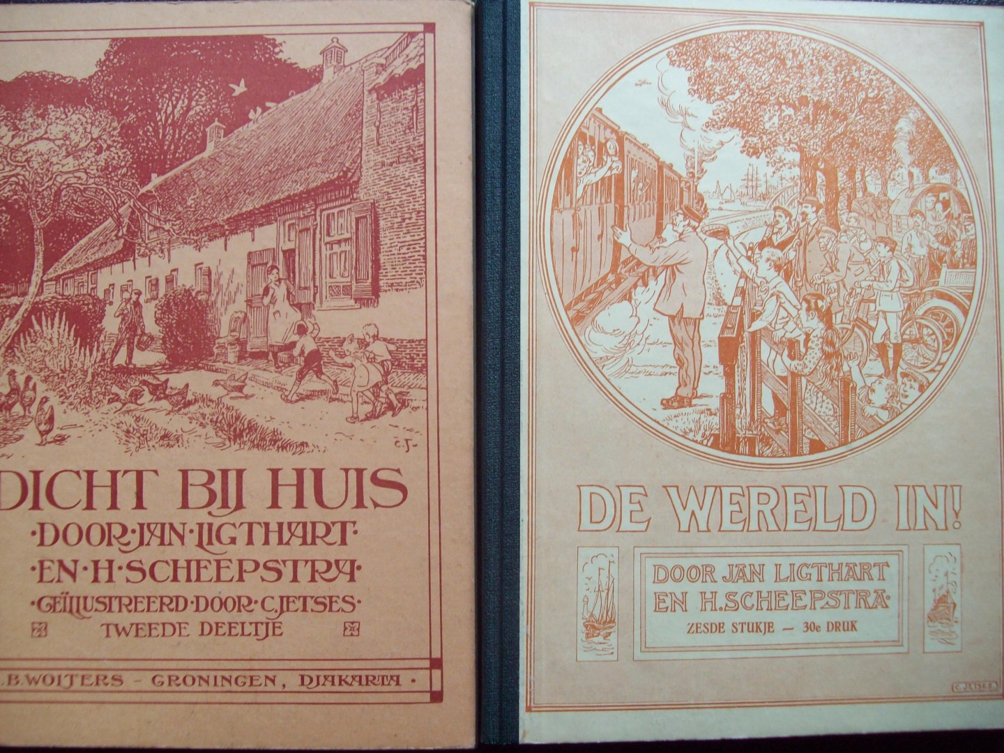 J. Ligthart & H. Scheepstra (illustraties van C. Jetses) - "Dicht bij Huis" Voorloper van "De Wereld In ! " + "De Wereld In ! "