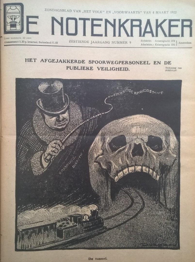 [Jong, A.M. de] (hoofdredactie) & Albert Hahn [jr.]/Leendert Jordaan/Tjerk Bottema/George van Raemdonck e.a. (beeld) - De Notenkraker, [Politiek-Satiriek Weekblad], Zondagsblad van Het Volk - Dagblad van de Arbeiderspartij, en van "Voorwaarts". Jaargang 16, (1922)