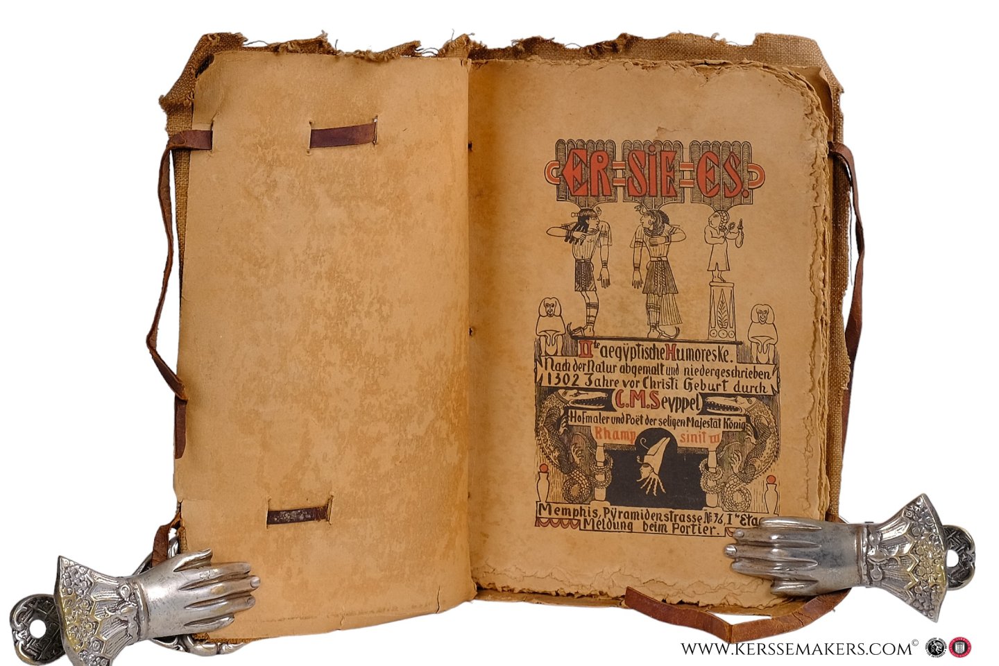 Seyppel, C. M. - Er - Sie - Es. IIte aegÿptische Humoreske. Nach der Natur abgemahlt und niedergeschrieben 1302 Jahre vor Christi Geburt durch C. M. Seyppel, Hofmaler und Poët der seligen Majestät König Rhampsinit III. Memphis, Pÿramidenstrasse No 36, Iste Et...