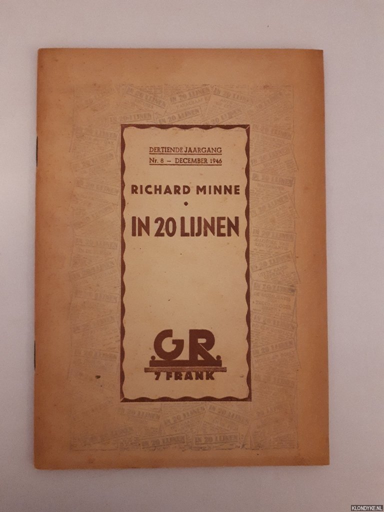 Minne, Richard - In 20 lijnen