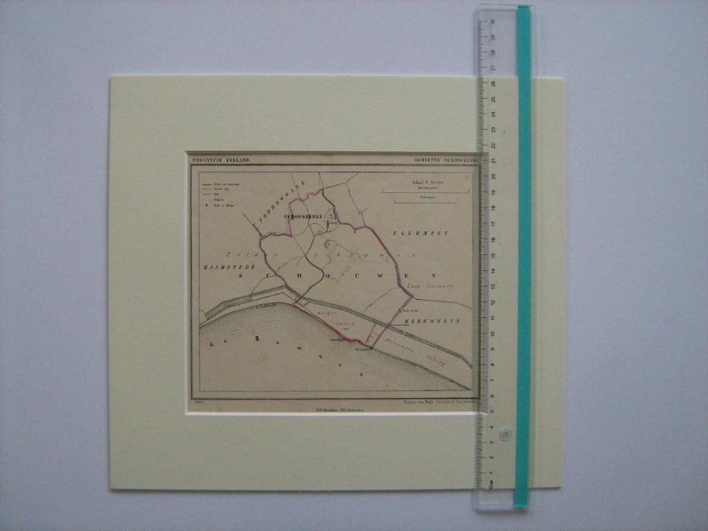 Kuyper - Originele atlas kaart Gemeente Serooskerke  -  Prov. ZEELAND Kuyper +/- 1866