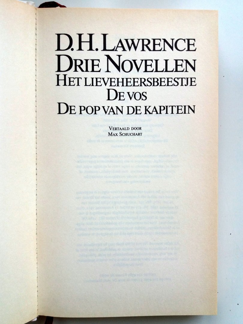 Lawrence, D.H. - Drie Novellen (Ex.2) (Het lieveheersbeestje - De vos - De pop van de kapitein)