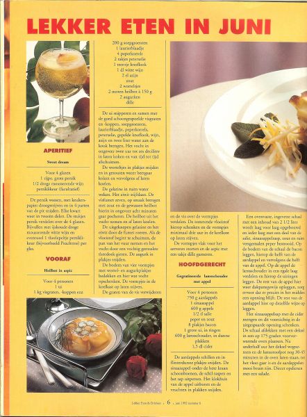 Borghouts Entrée Ton * Proef de zilte harmonie van haring en Manzanilla - ETEN en DRINKEN met Abiance  Juni 1992 nr 6 Zesde jaargang  Gastronomisch magazine * Warme en koude zomer-soepen * Ferme-auberge trefpunt van 't goede franse leven * 4 x anders den haag a lacarte  * sushi met zeewier....Piemonte biefstuk met zoethoud