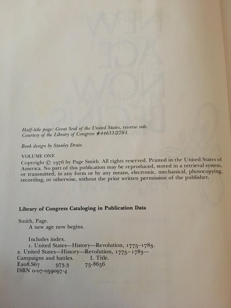 Page Smith - A New Age Now Begins, Page Smith, 1976