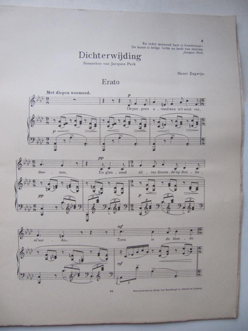 Henri Zagwijn - Dichterwijding - Sonnetten van Jacques Perk