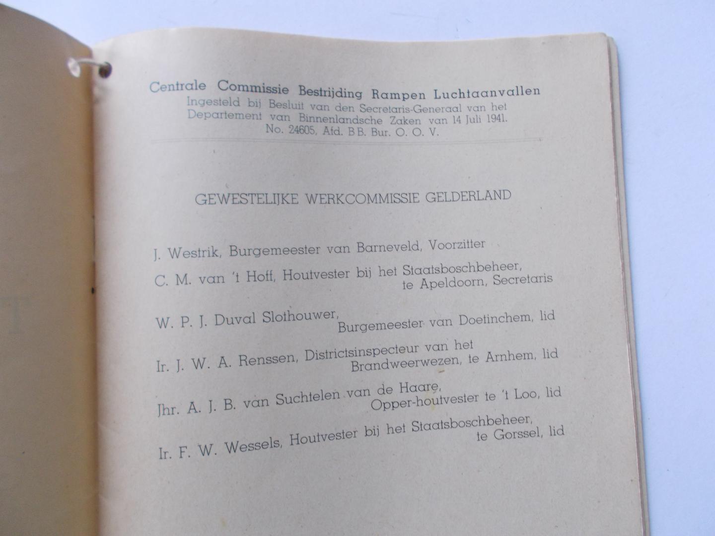 Gewestelijke Werkcommissie Gelderland - VELUWE Telefoongids BOSCHBRANDWEER voorjaar 1942 Veluwe