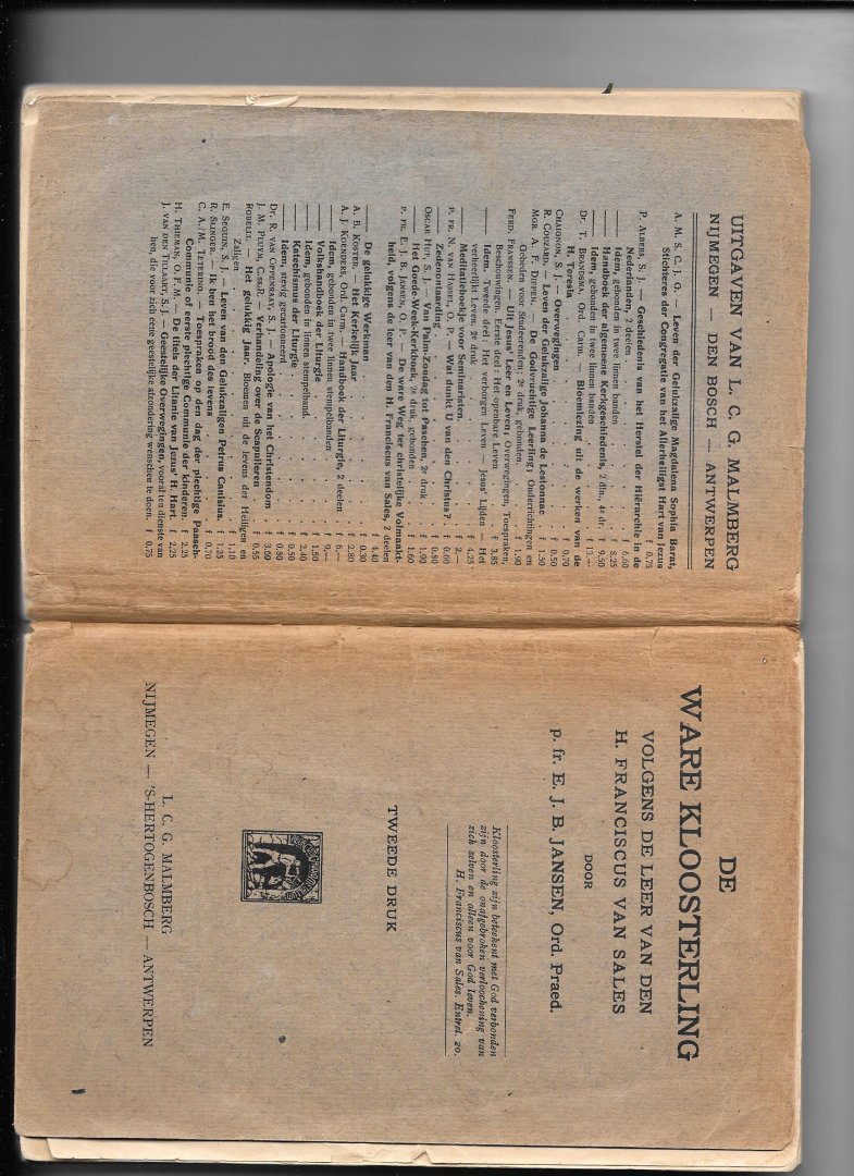 Jansen, E.J.B.ord.praed. - De Ware Kloosterling volgens  de Leer van den H. Franciscus van Sales