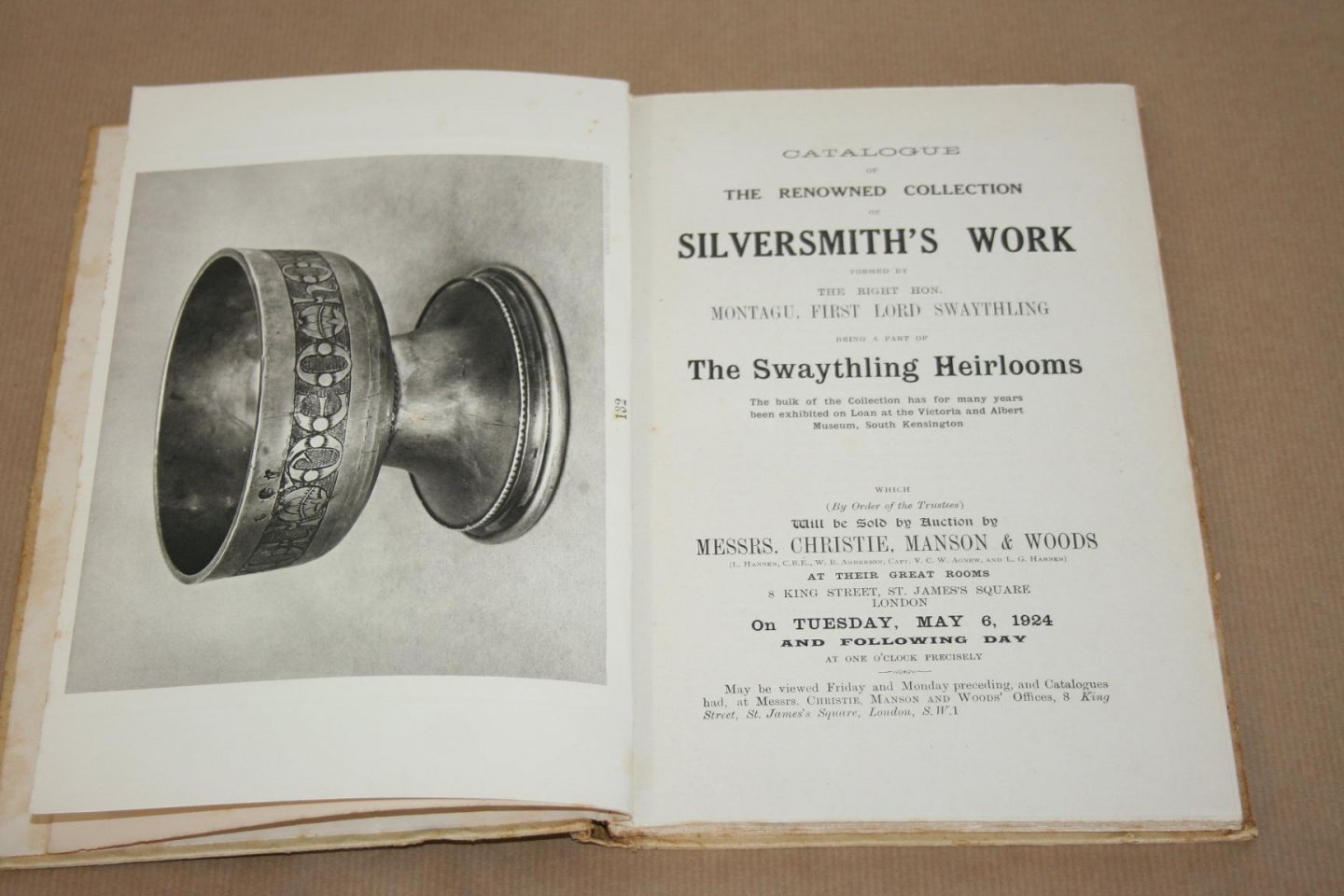  - Catalogue of the Renowned Collection of Silversmith's Work -- Formed By the Right Hon. Montagu, First Lord Swaythling, Being a Part of the Swaythling Heirlooms