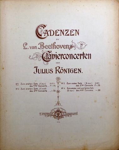 Röntgen, Julius: - Cadenzen zu L. van Beethovens Clavierconcerten. No. 1: Zum ersten Satz (C-Dur) des 1sten Concerts