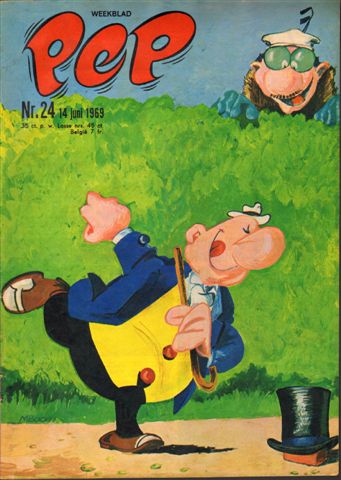 Diverse  tekenaars - PEP 1969 nr. 24, stripweekblad, 14 juni 1969 met o.a. DIVERSE STRIPS(ASTERIX/ROB PALLAND/TOENGA/MICHEL VAILLANT/LUCKY LUKE)/GERT BALS/PIET SCHRIJVERS/JAN VAN BEVEREN/EDDY PIETERS GRAAFLAND (2 p.)/OLIVIER BLUNDER (COVER TEKENING JAN WESSELING)
