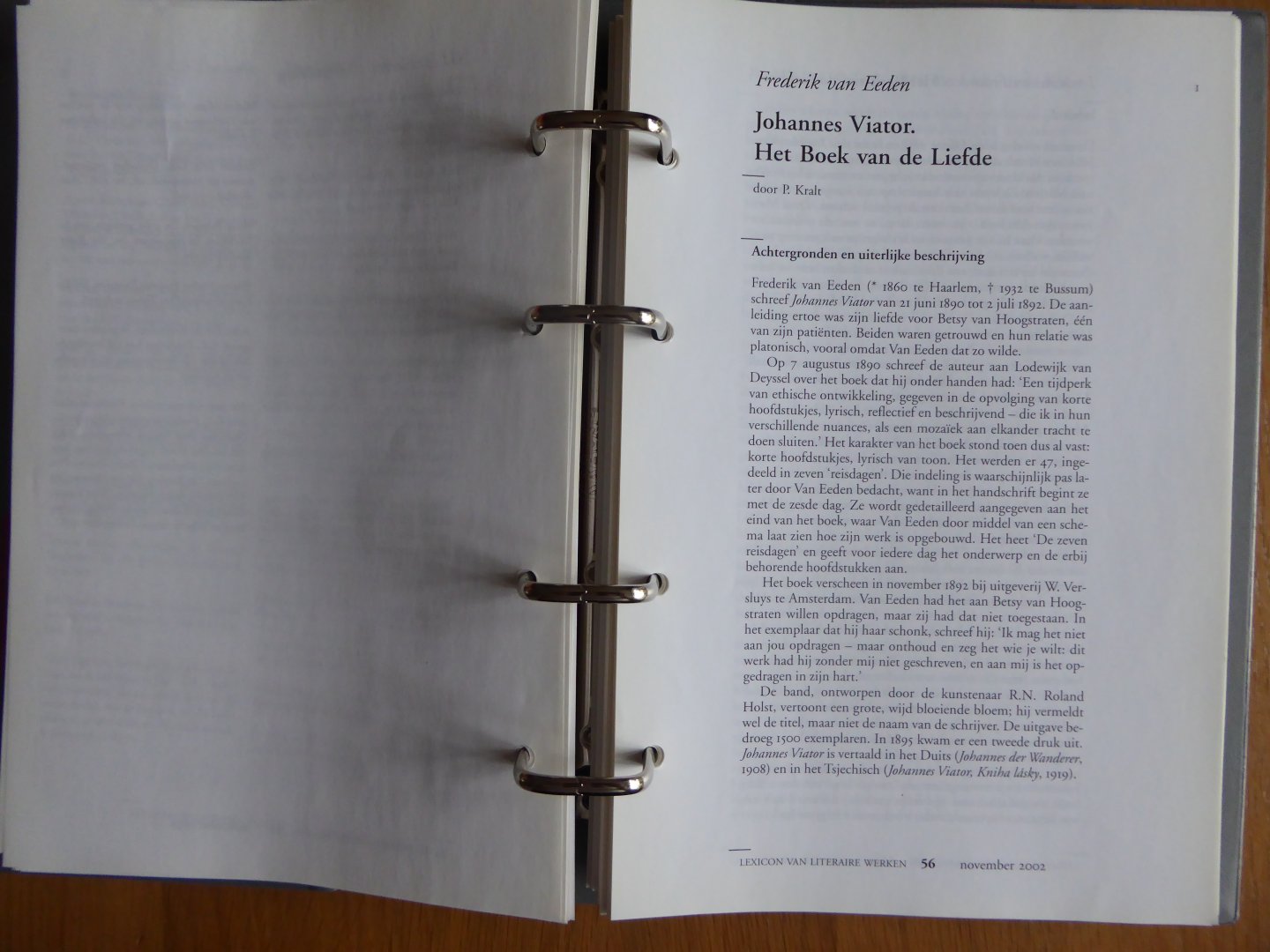 Eeden, Frederik van / Kralt, P. - Frederik van Eeden -  Johannes Viator. Het Boek van de Liefde (uit: Lexicon van Literaire Werken)