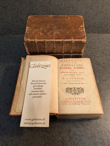 Fielding, Henry; Pieter le Clercq (vert.) - Historie van den vondeling Tomas Jones. Vertaald uit het Engels. Amsterdam, Gerrit de Groot, 1749-1750. [3 delen]