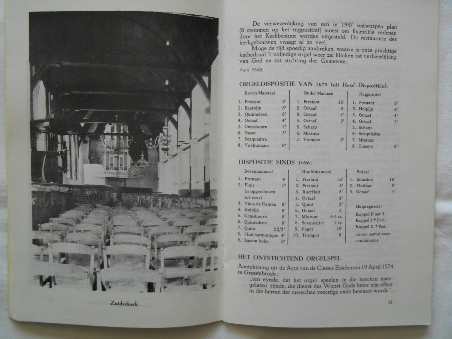 Brouwer, D. - Beschrijving van de St. Gomarus of Westerkerk en de St. Pancras of Zuiderkerk te Enkhuizen