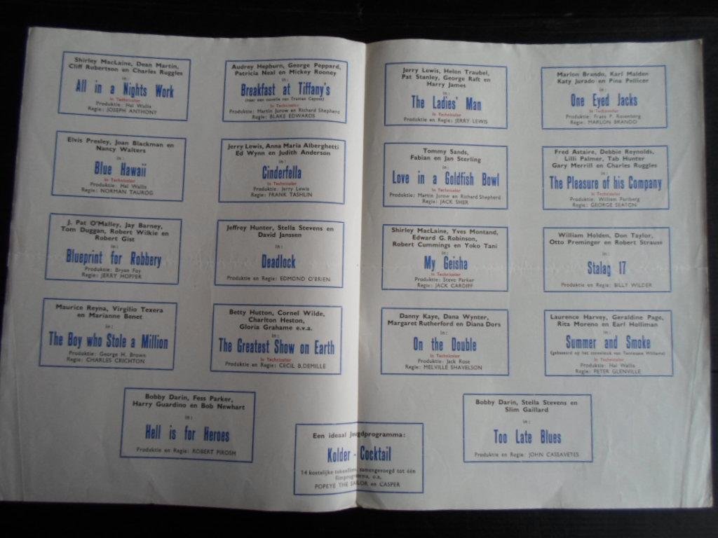  - Paramount Pictures Produktie Aankondiging 1961-1962