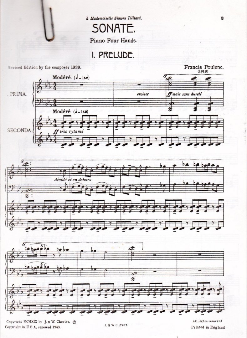 Polenc Francis - Sonate Piano four hands