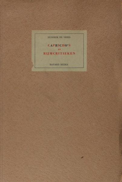 Vries, Hendrik de. - Capricho`s en rijmcritieken.