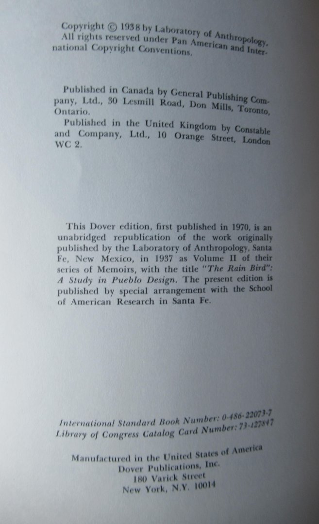 Mera, H.P. - Pueblo Designs. 176 illustrations of the Rainbird. Tekeningen van Tom Lea