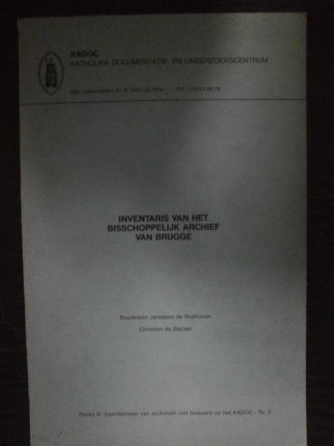 Boudewijn Janssens de Bisthoven, Christian de Backer - Inventaris van het Bisschoppelijk Archief van Brugge