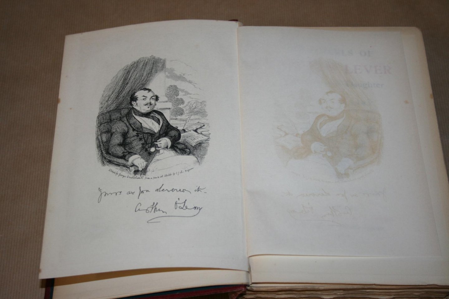 Charles Lever & George Cruikshank - The novels of Charles Lever -- Arthur O'Leary His wanderings and ponderings in many lands  -- 10 etchings by George Cruikshank