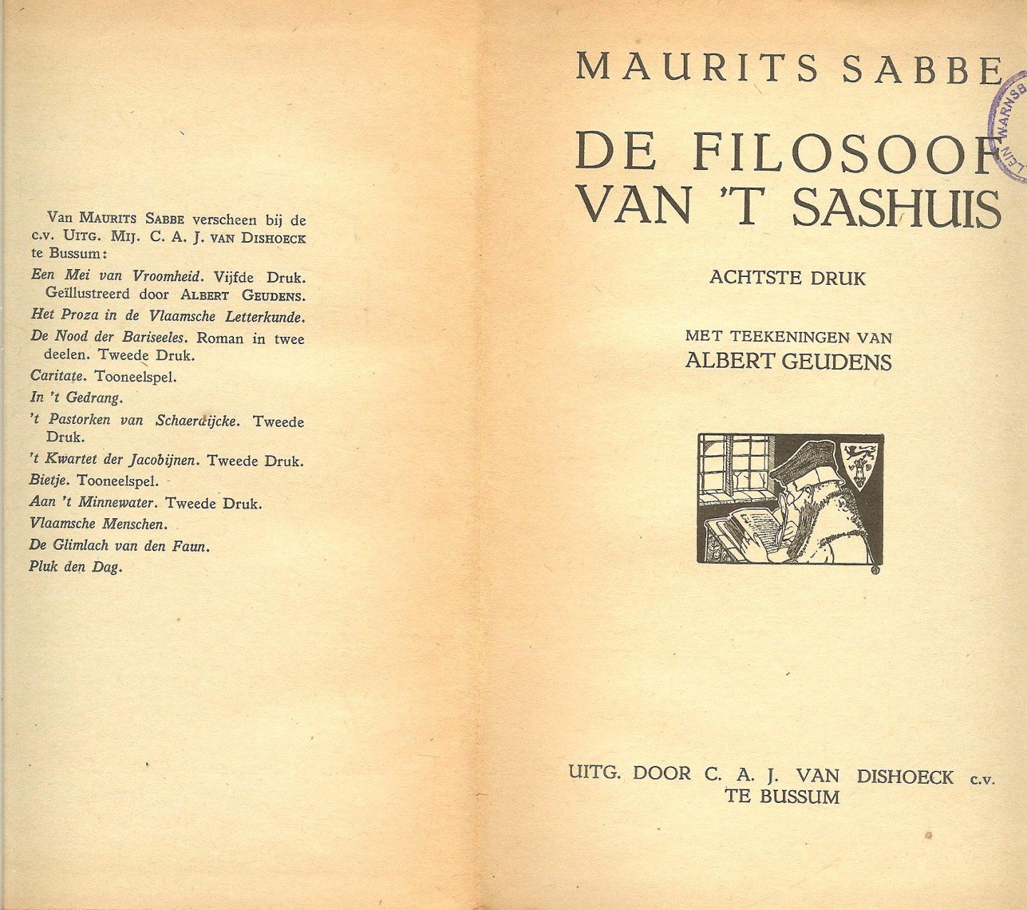 Sabbe Maurits .. Met 20 teekeningen van Albert Geudens - De filosoof van 't Sashuis