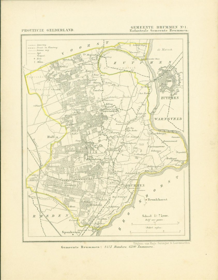 Kuyper Jacob. - BRUMMEN . Map Kuyper Gemeente atlas van GELDERLAND
