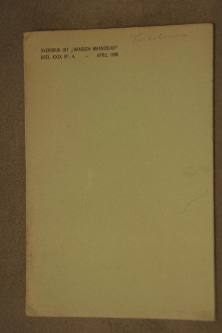 Dr. van der Ven- ten Bensel, Elise - Volksliederen en het onderzoek naar hun oorsprong - overdruk uit 'Haagsch maandblad" deel 29, n4 - april 1938