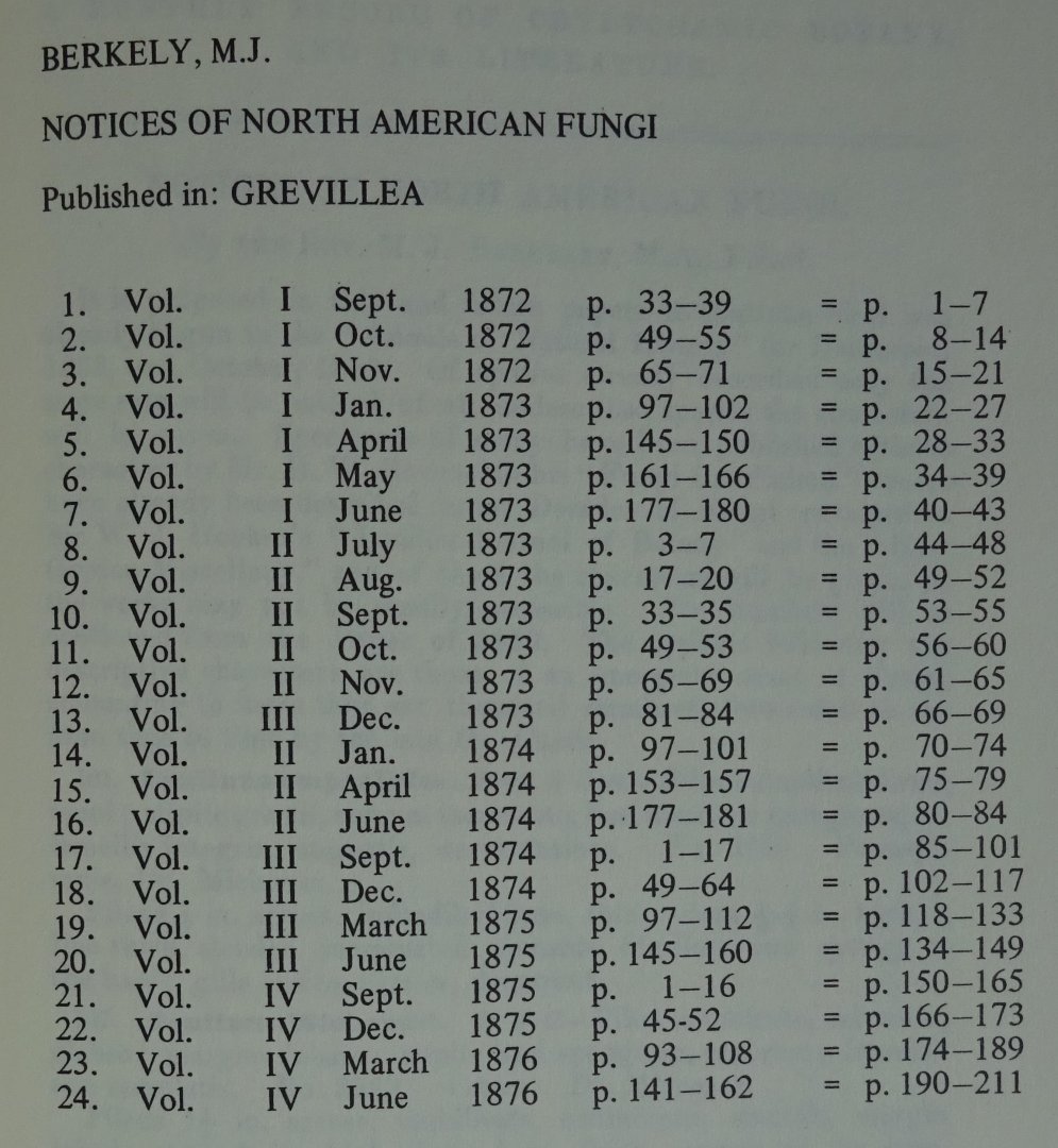 Berkeley, M.J. - Notices of North American Fungi. REPRINT [ isbn 9061050022 ]