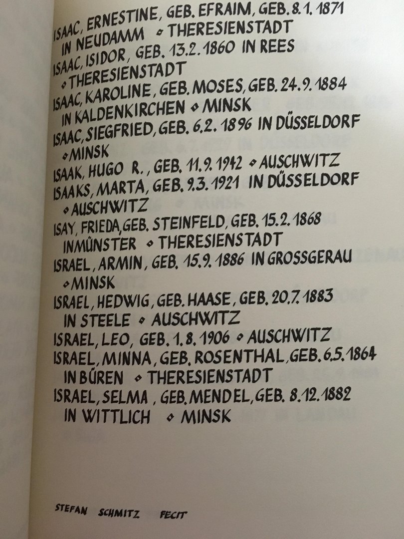 Herrn Rainer Aderhold und Herrn Georg Junklewitz - Gedenkbuch der landeshauptstadt Düsseldorf, für ihre Jüdischen Opger der Nationalsozialistischen verfolgung und vernichtung 1933-1945