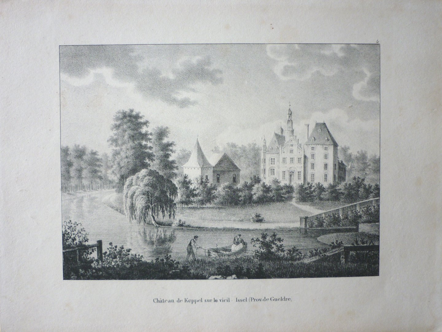 Cloet, J. de / Madou - Château de Keppel sur le vieil Issel. Originele litho.