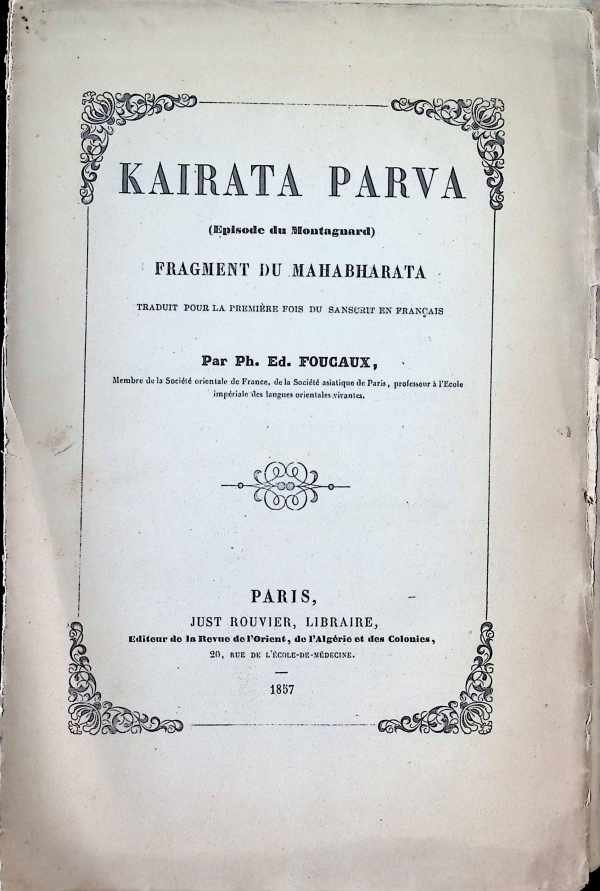 Ph. Ed. Foucaux - Kairata Parva ( episode du Montagnard ) Fragment du Mahabharata