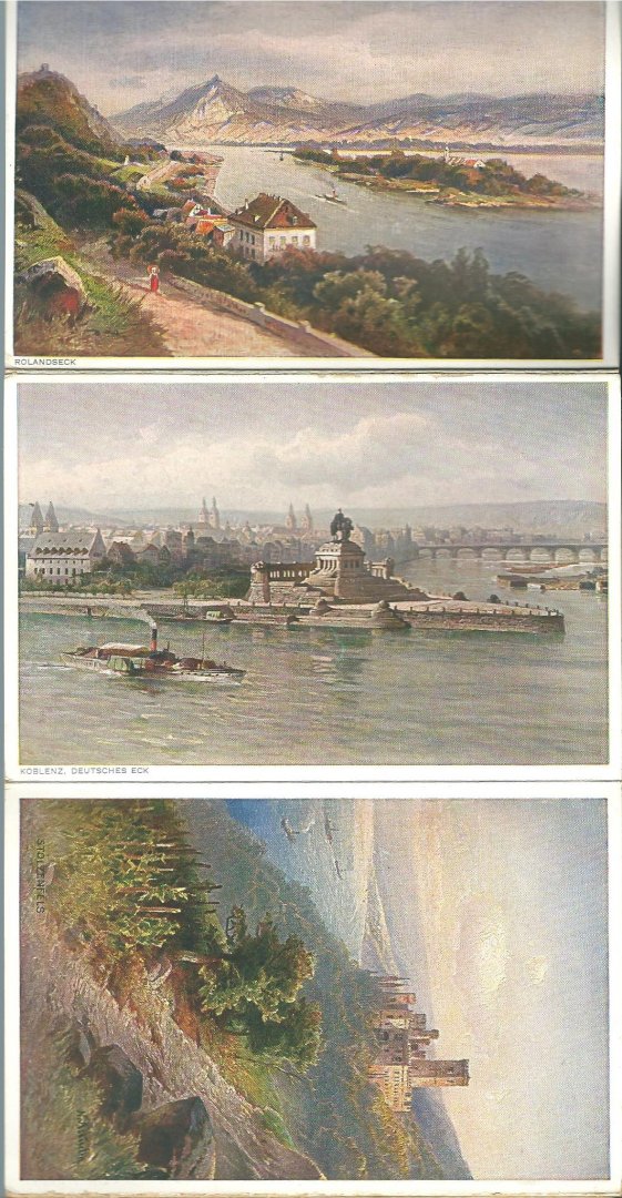 Anoniem - Oud souvenir album: Astudin-Karten vom Rhein : 20 farbige karten nach Ölgemälden