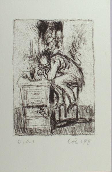 Löb, Kurt. - Man achter bureau.