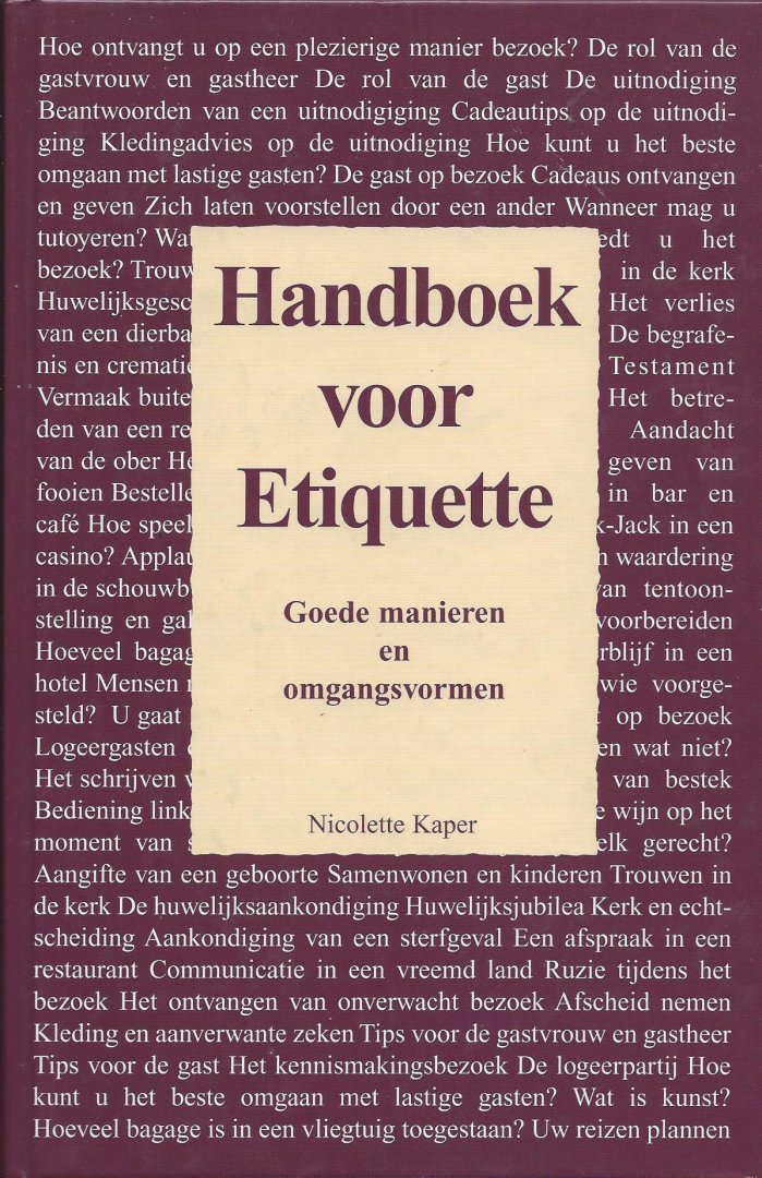 Kaper, Nicolette - Handboek voor Etiquette - goede manieren en omgangsvormen