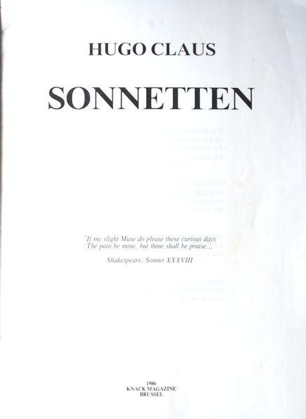 Claus, Hugo. - Sonnetten.