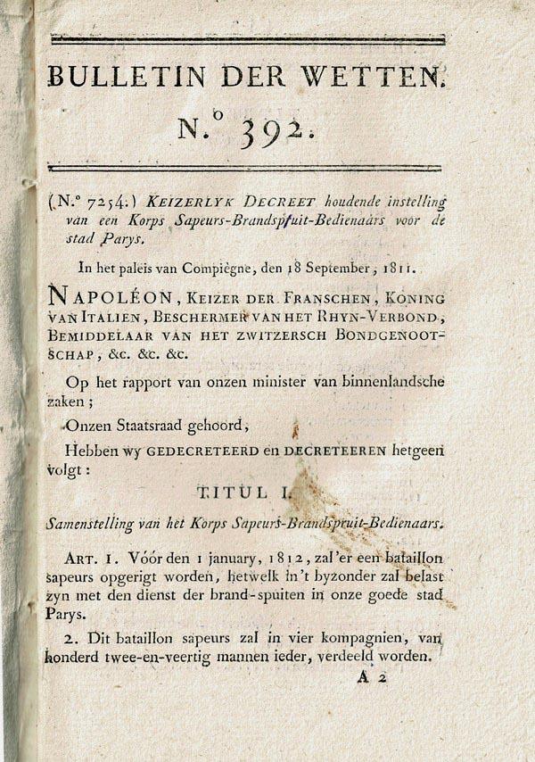 Napoleon - Bulletin der Wetten  392 - 396 (1811)