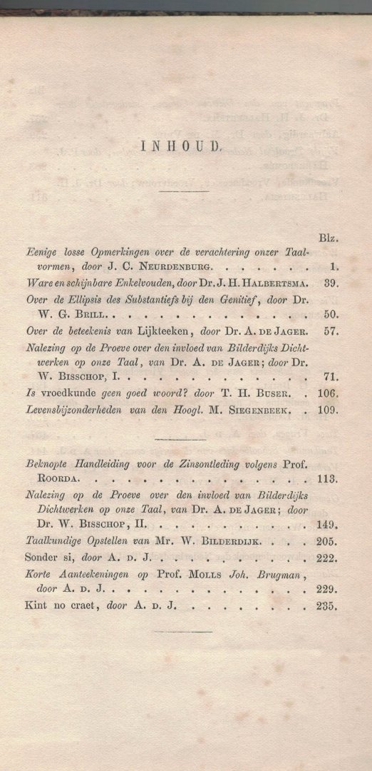 Jager Dr. A. de  ( e.a. onder wie Dr. L. S. P. Meyboom ) - Nieuw archief voor Nederlandsche Taalkunde ( Meyboom: Verhandeling over de Oorsprong van het ABC )