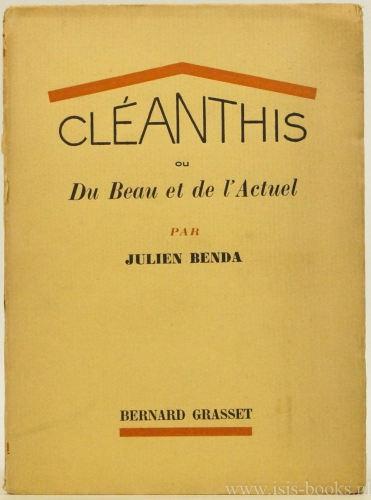 BENDA, J. - Cléanthis oud Du beau et de l'actuel.