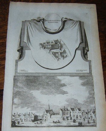 antique print (prent) - Het Celle-susters-klooster. (Amsterdam).