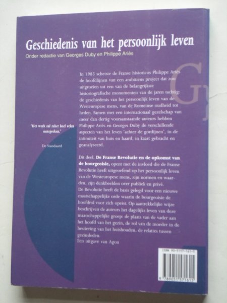 Duby, G. & P.Aries red - Geschiedenis van het persoonlijk leven , De Franse Revolutie en de opkomst van de bourgeoisie