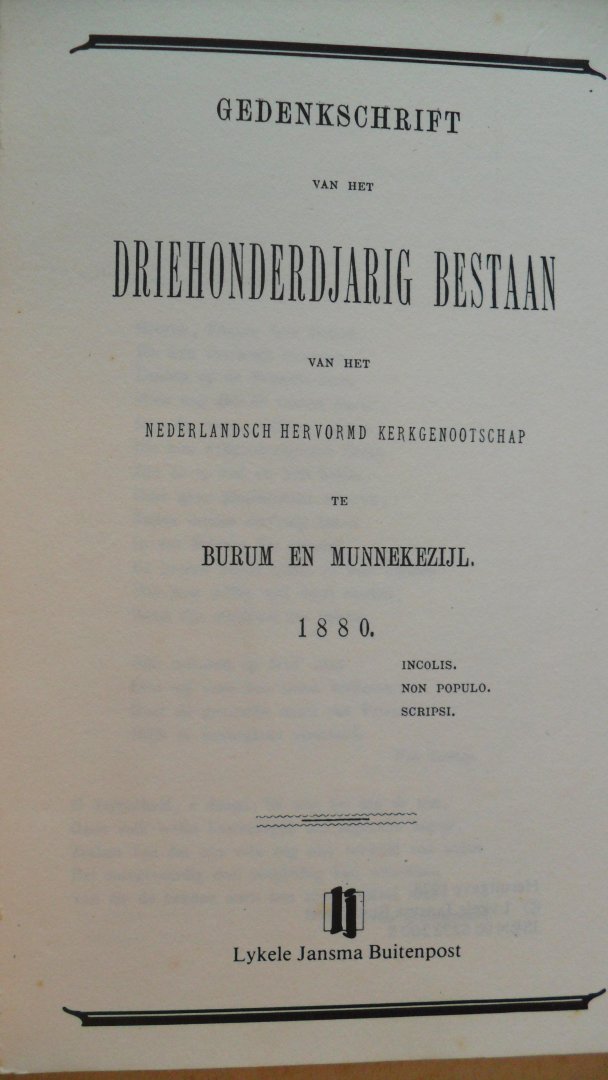 Smit Dr. R. voorwoord - Gedenkschrift van het 300 jarig bestaan van het Ned. Hervormd Kerkgenootschap te Burum en Munnekezijl